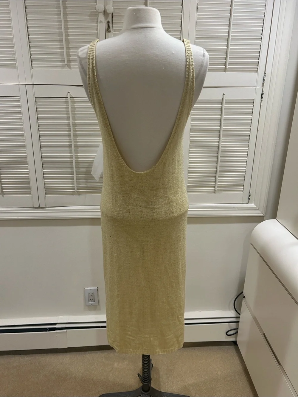 Light Yellow Knit Tank Dress - Women